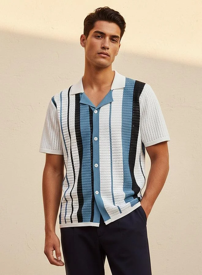 Iconic STRIPE FLAT KNIT SHIRT