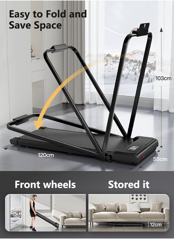 Walking Pad Treadmill, Under Desk Treadmill for Home Office, 3 in 1 Portable Folding Treadmills, 265lbs Capacity 2.5HP Low-Noise Walking Pad for Walking Jogging Running