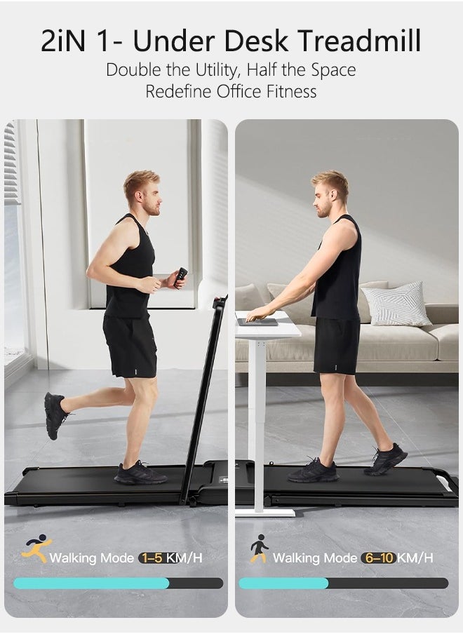 Walking Pad Treadmill, Under Desk Treadmill for Home Office, 3 in 1 Portable Folding Treadmills, 265lbs Capacity 2.5HP Low-Noise Walking Pad for Walking Jogging Running