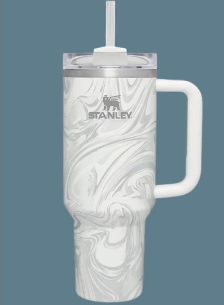 Stanley Quencher H2.0 FlowState 40oz Vacuum Insulated Tumbler – Rose Quartz Swirl Travel Mug with Reusable Lid and Straw for Water, Coffee, Smoothies, and Iced Tea – Durable, Stylish, Leakproof, Keeps Drinks Hot or Cold for Hours - Image 1