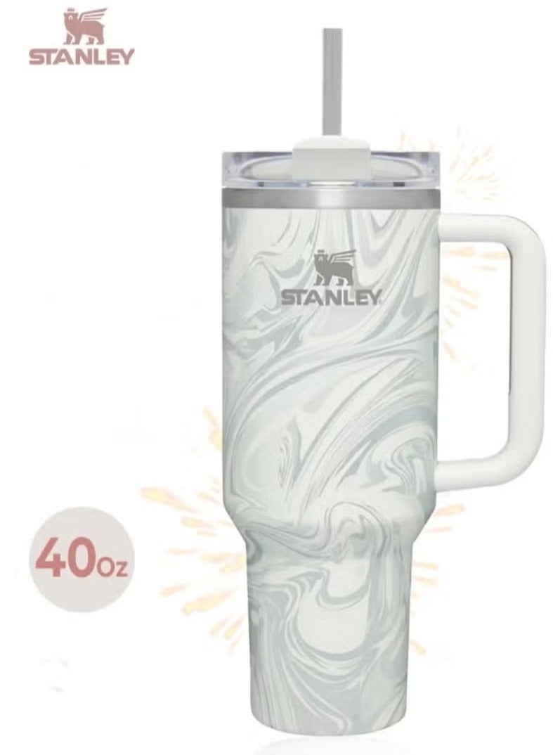 Stanley Quencher H2.0 FlowState 40oz Vacuum Insulated Tumbler – Rose Quartz Swirl Travel Mug with Reusable Lid and Straw for Water, Coffee, Smoothies, and Iced Tea – Durable, Stylish, Leakproof, Keeps Drinks Hot or Cold for Hours - Image 2