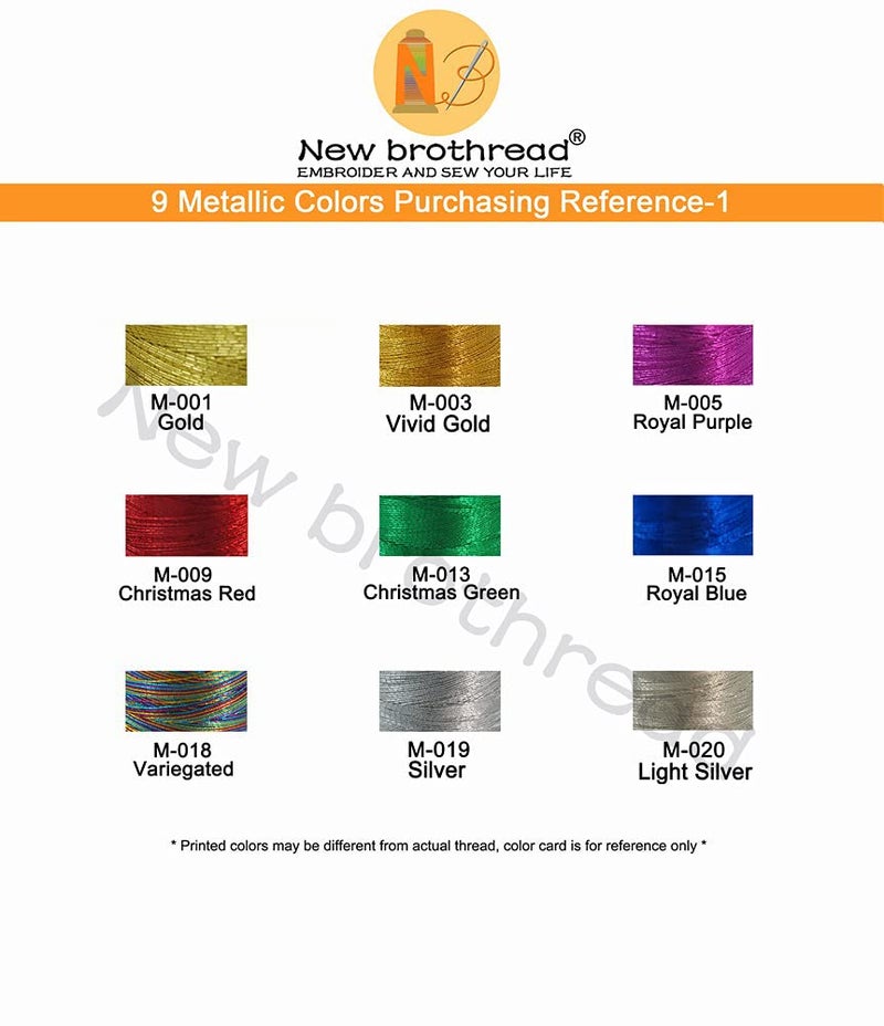New brothread 9 Basic Colors Metallic Embroidery Machine Thread Kit 500M (550Y) Each Spool for Computerized Embroidery and Decorative Sewing - Image 5
