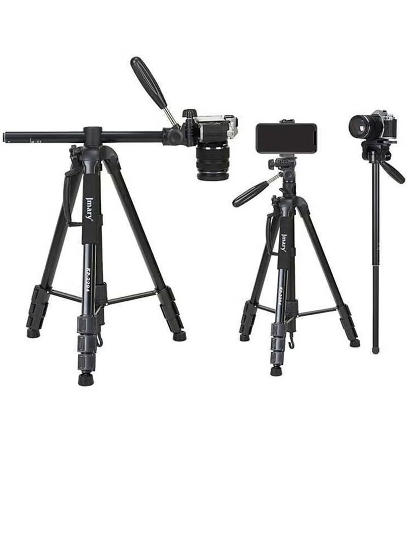 Jmary - KP-2294 Multifunctional Professional Tripod: Professional-grade tripod with multi-angle adjustment features in black. - Image 1