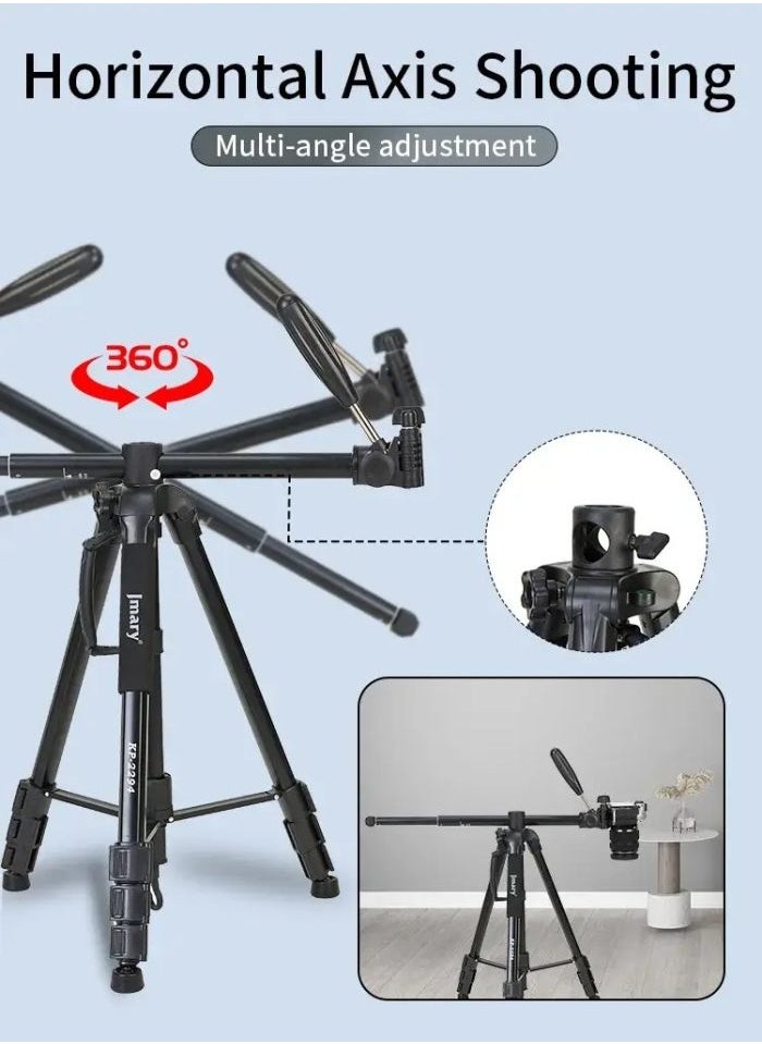 Jmary - KP-2294 Multifunctional Professional Tripod: Professional-grade tripod with multi-angle adjustment features in black. - Image 1