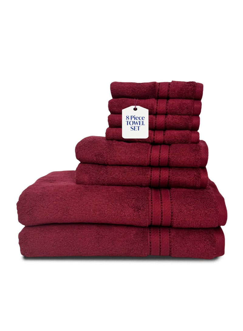 كاسينو Kassino 8 Piece Towels Set - 100% Combed Cotton Includes 2 Bath, 2 Hand & 4 Face Towels, Soft & Quick-Dry, Highly Absorbent, Double Stitched Hotel Towels Quality | Clarinet - Image 1