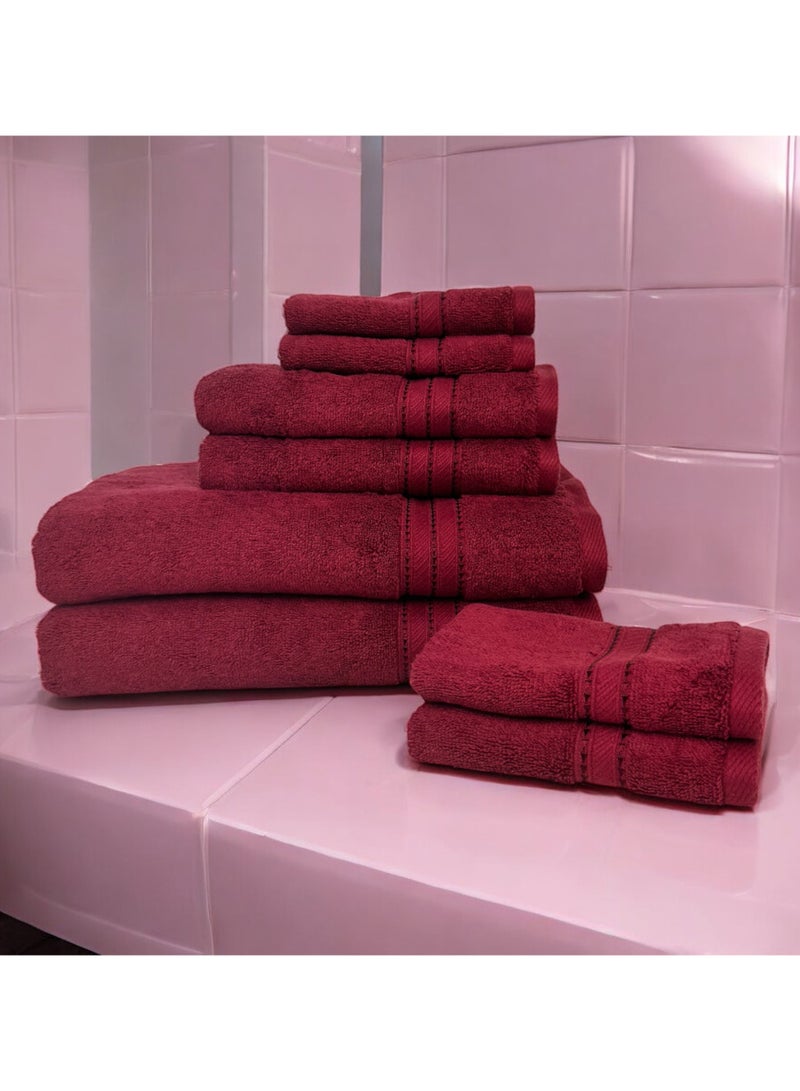 كاسينو Kassino 8 Piece Towels Set - 100% Combed Cotton Includes 2 Bath, 2 Hand & 4 Face Towels, Soft & Quick-Dry, Highly Absorbent, Double Stitched Hotel Towels Quality | Clarinet - Image 2