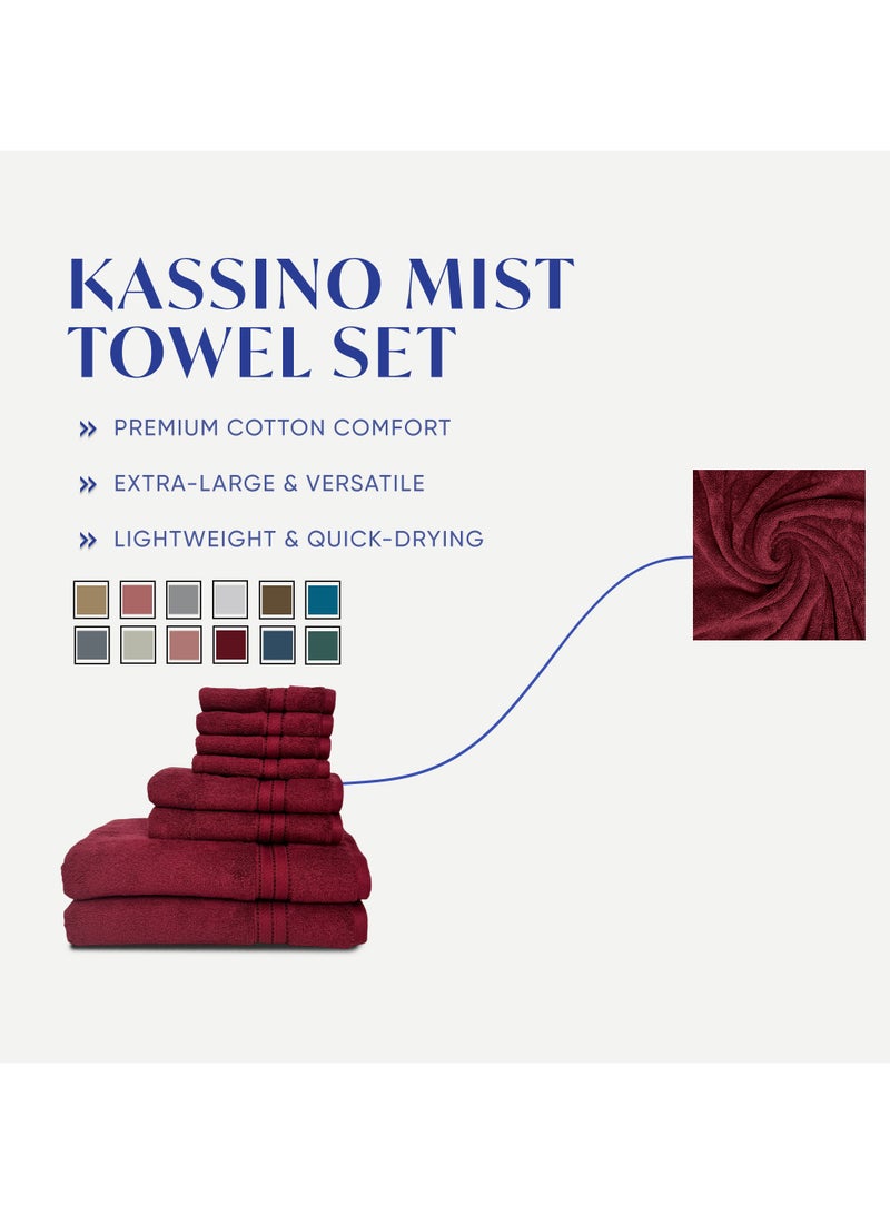 كاسينو Kassino 8 Piece Towels Set - 100% Combed Cotton Includes 2 Bath, 2 Hand & 4 Face Towels, Soft & Quick-Dry, Highly Absorbent, Double Stitched Hotel Towels Quality | Clarinet - Image 3