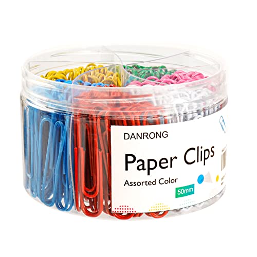 DANRONG Jumbo Paper Clips,265 PCS (2 Inch) Large Paperclips Colorful Clips for Paperwork Ideal for Home, School and Office Use Colored - Image 1