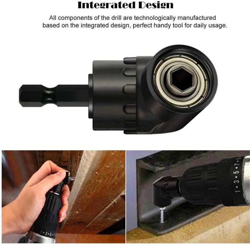 CIGOTU 105 Degree Right Angle Drill Adapter Set, 1/4-1/2 Inch Socket Adapters, 4-in-1 Impact Grade Extension Kit with 360° Rotation for Household Workplace Industry - Image 2