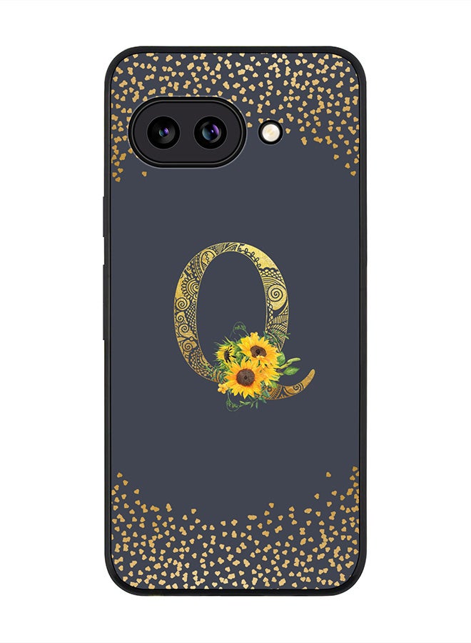 Stylizedd For Google Pixel 9a Case,Slim fit Camera Protection, Shockproof Thin Phone cover  - Custom Floral Monogram - Q  (Grey )
