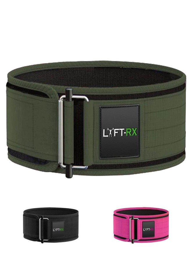 LYFT-RX Weightlifting Belt for Squats, Deadlift, Powerlifting, Olympic Weight Lift, Cross Train, Gym, Workout, 4-inch Wide Fit Nylon Belt, Men/Women, OD GREEN - SMALL - Image 1