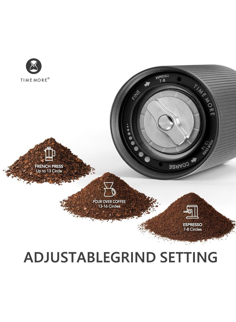 TIMEMORE C3S Manual Coffee Grinder with CNC Stainless Steel Conical Burr Capacity 25g, Internal Adjustable Setting, Double Bearing Positioning for Travel, Camping, Gift Chestnut (Black) - Image 5