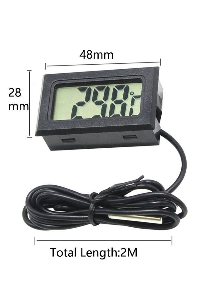 Mini Digital LCD Thermometer Temperature Monitor with 2M External Probe for Fridge Freezer Refrigerator Aquarium，Digital Hygrometer Thermometer Gauge，Black - Image 2