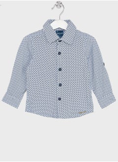 Nauti Nati Boys Navy Blue Standard Opaque Printed Casual Shirt