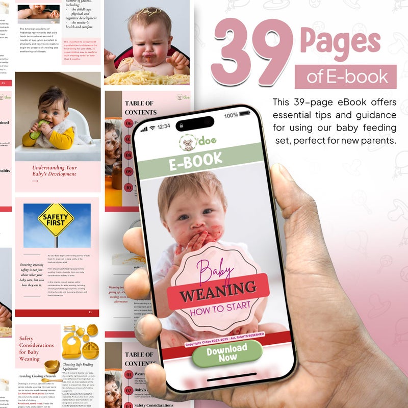 O'Doe 17-Piece Bpa-Free Silicone Baby Feeding Set | Thick & Soft Suction Plates  Baby Bowls  Wooden Fork & Spoon  And More | Make Mealtime Fun And Easy For Your Little One | Pink  V2 - Image 5