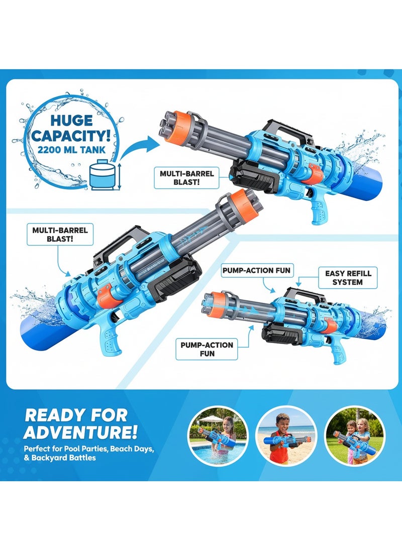 Y&D Water Gun Oversized Large Capacity Gatling Water Gun Toys for Adults and Children High-Capacity High-Pressure Powerful Water Spray Blasters with Long Rang and 2200ml Water Storage Capacity Ideal Gift for Kids Suitable for Swimming Pool Party Family Fun Camping Outdoor Activities - Image 2