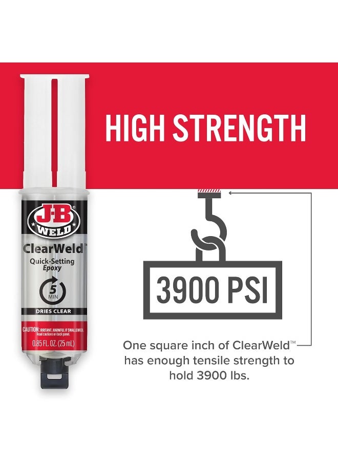 J-B WELD J-B Weld 50112 ClearWeld Quick-Setting Epoxy Syringe - Clear - 25 ml  - Image 5