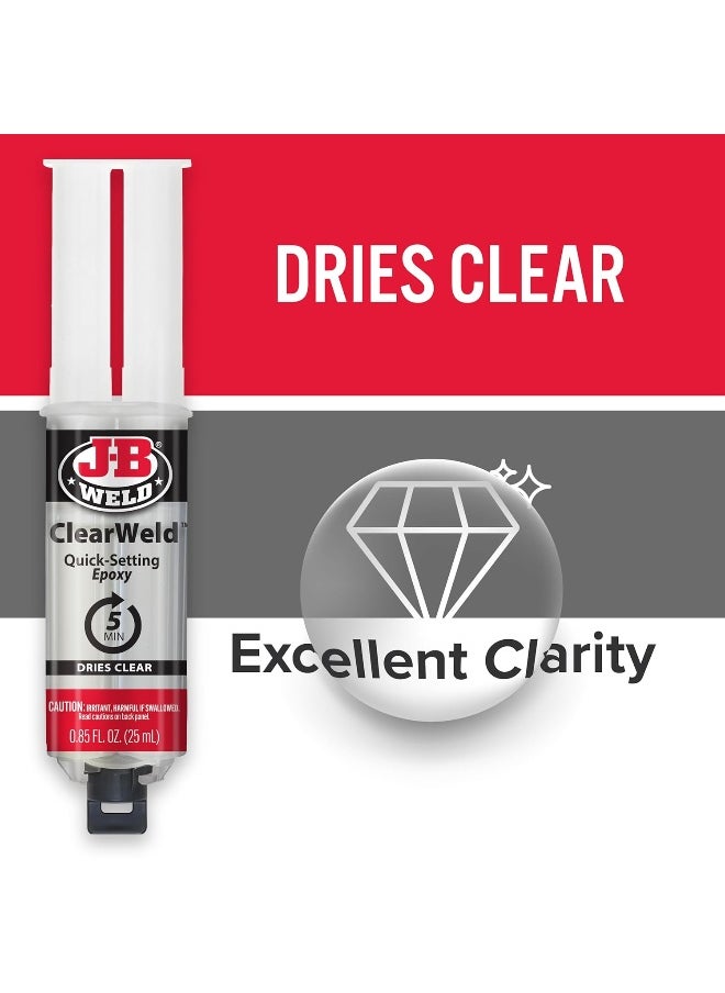 J-B WELD J-B Weld 50112 ClearWeld Quick-Setting Epoxy Syringe - Clear - 25 ml  - Image 4