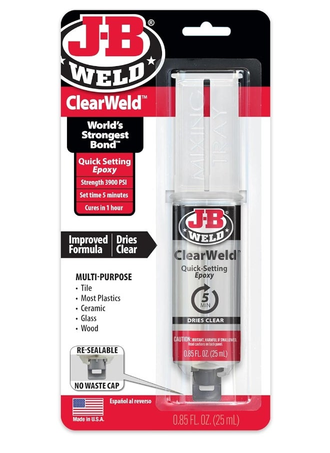J-B WELD J-B Weld 50112 ClearWeld Quick-Setting Epoxy Syringe - Clear - 25 ml  - Image 1