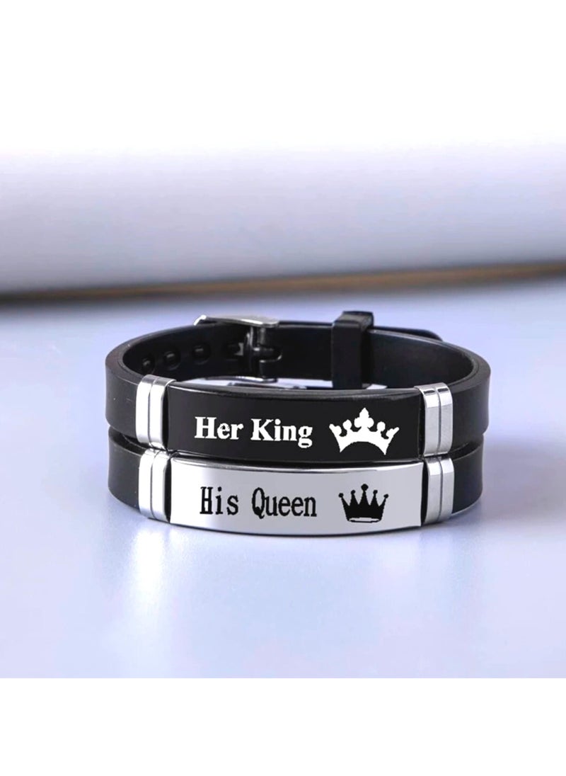 SYOSI - Couple Bracelets Magnetic for him and her, Matching Bracelet Gift for Men Women Husband Wife Couples Boyfriend Girlfriend Lover Best Friend His Her Beads, Metal, Stainless, Steel, Leather, Strip, Rope - Image 1