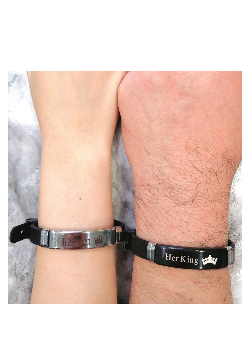 SYOSI - Couple Bracelets Magnetic for him and her, Matching Bracelet Gift for Men Women Husband Wife Couples Boyfriend Girlfriend Lover Best Friend His Her Beads, Metal, Stainless, Steel, Leather, Strip, Rope - Image 1