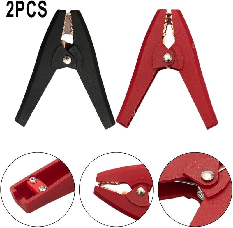 Red Black 90mm 100A Insulated Car Battery Clips with PVC Test Connectors 2 Pack - Image 4