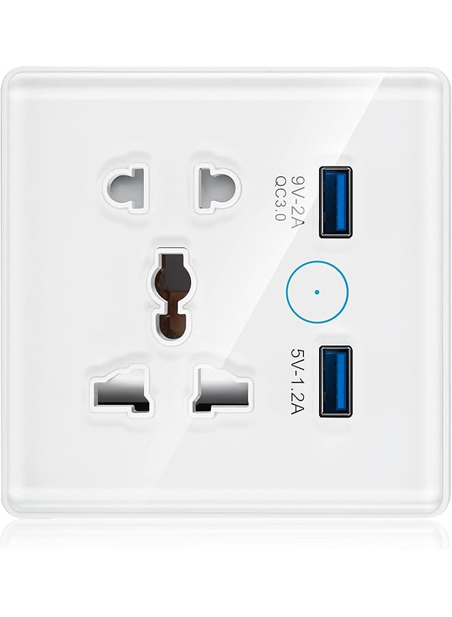 PROMASS promass Universal Smart Wall Outlet, WiFi Smart Touch Wall Socket,Wall Outlet with 2 USB Interface,Tuya APP Remote Control,Compatible Alexa and Google Home,No Hub Required,2.4G WiFi,13A (White)  - Image 1