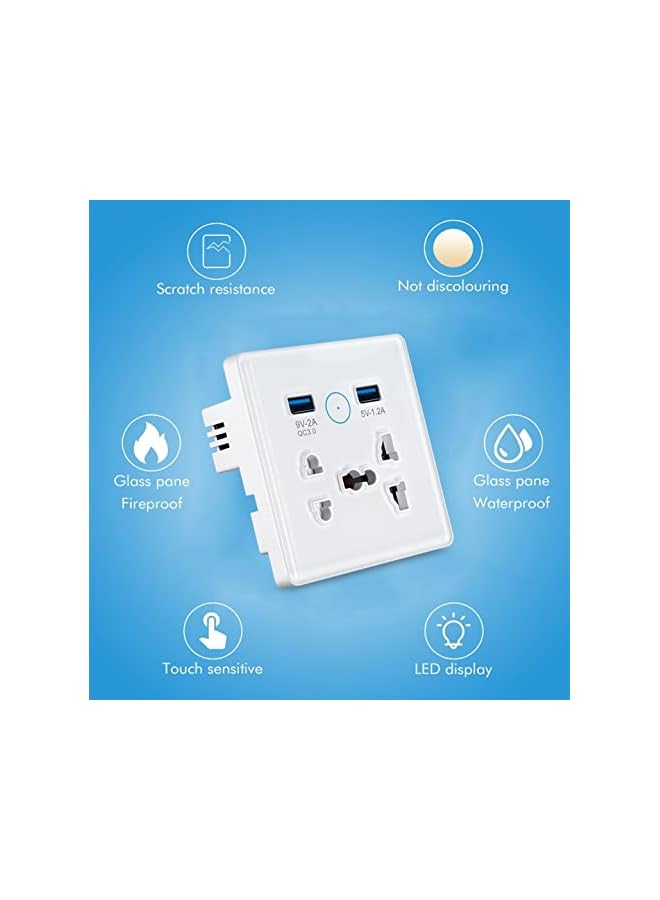 PROMASS promass Universal Smart Wall Outlet, WiFi Smart Touch Wall Socket,Wall Outlet with 2 USB Interface,Tuya APP Remote Control,Compatible Alexa and Google Home,No Hub Required,2.4G WiFi,13A (White)  - Image 2