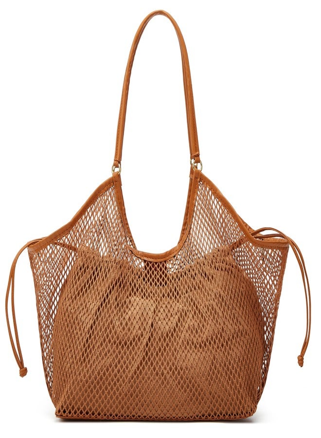 Molodo Large Mesh Hobo for Women Summer Beach Bag with Inner Bag Large Tote Elegant Purses for Vacation Travel - Image 1