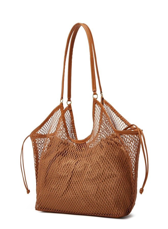 Molodo Large Mesh Hobo for Women Summer Beach Bag with Inner Bag Large Tote Elegant Purses for Vacation Travel - Image 3