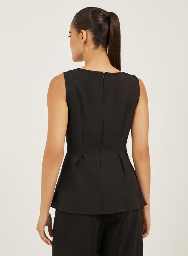 Styli Styli Sleeveless Round Neck Peplum Top  - Image 4