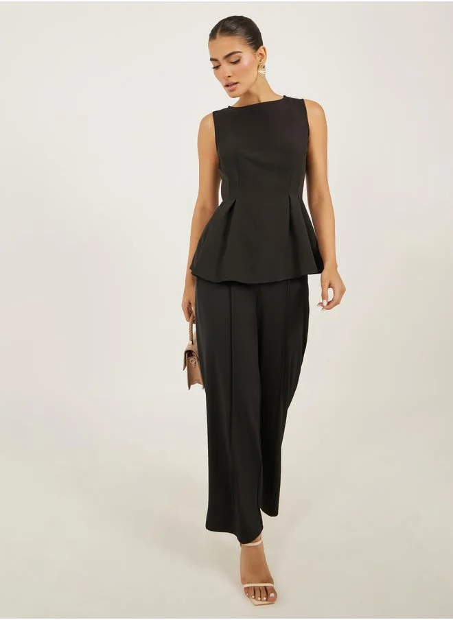ستايلي Styli Sleeveless Round Neck Peplum Top