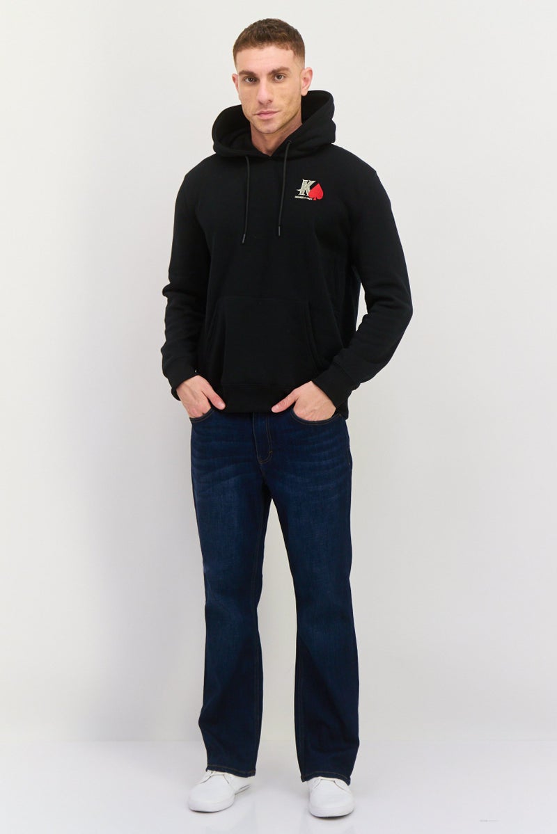 MEMBERS ONLY سويت شيرت رجالي بقلنسوة مزخرف بأكمام طويلة، أسود - Image 4