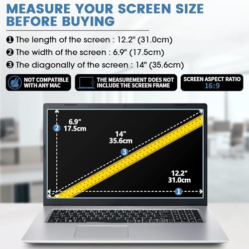 TELTREK ScreenGuard Compatible With Laptops With 14.0" Inch Diagonal With 16:9 Resolution, HP Pavilion 14, 14S, Aspire- Lenovo-Ideapad 14, ThinkPad-ThinkBook-Vivobook-Dell MSI Size : 310 mm X 175 mm - Image 2