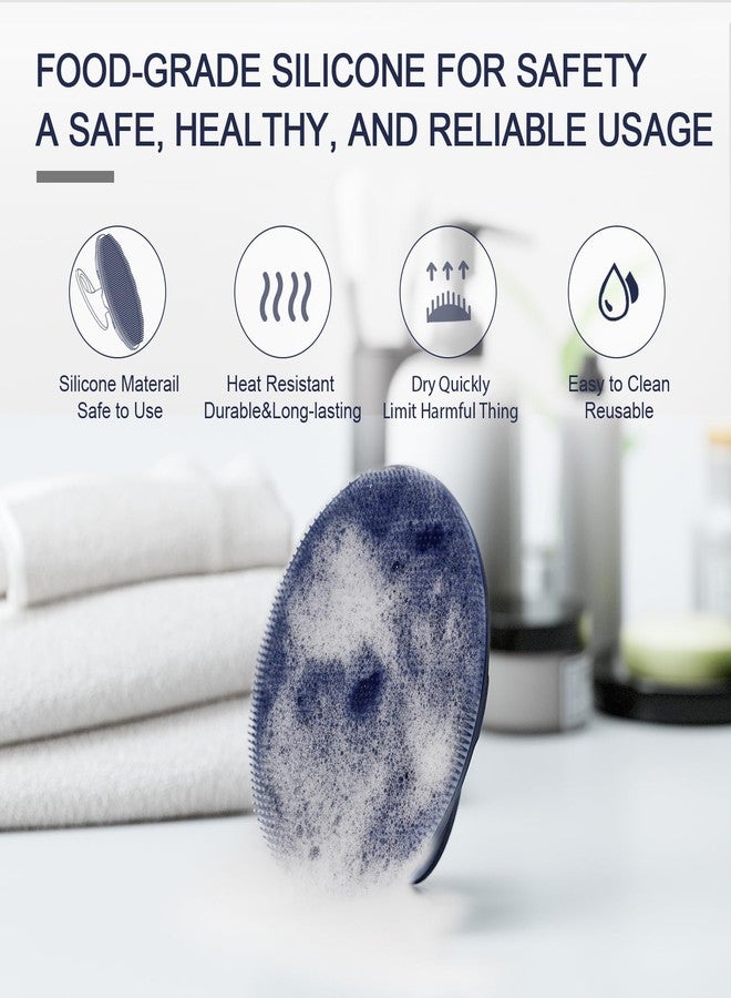 BEAUTAIL Silicone Body Scrubber Shower Bath Wash Brush Gentle Exfoliating Scrub Cleansing Loofah for Women Men Baby Sensitive Skin, Easy to Clean, Lather Nicely, More Hygienic, 1 Pack, Blue - Image 4