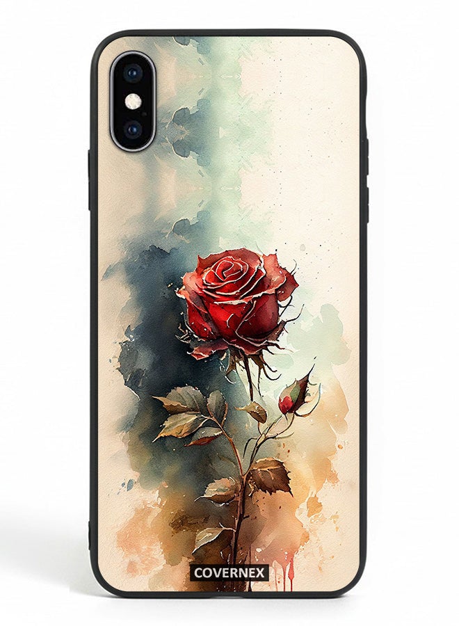 Covernex Apple iPhone Xs Protective Case Cover Printed Featuring Ethereal Watercolor Rose - Image 2