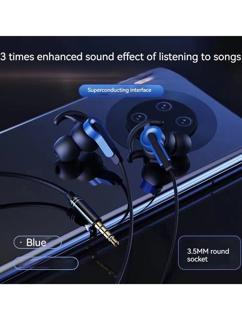 E-Sports Gaming Headset Wired In-Ear Mobile Phone Noise Canceling Earplugs (Blue)  - Image 1