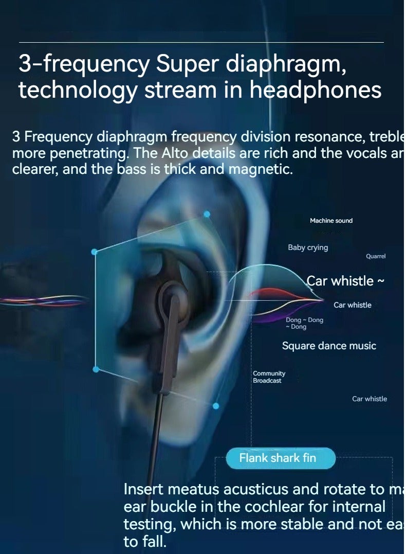 E-Sports Gaming Headset Wired In-Ear Mobile Phone Noise Canceling Earplugs (Blue)  - Image 3