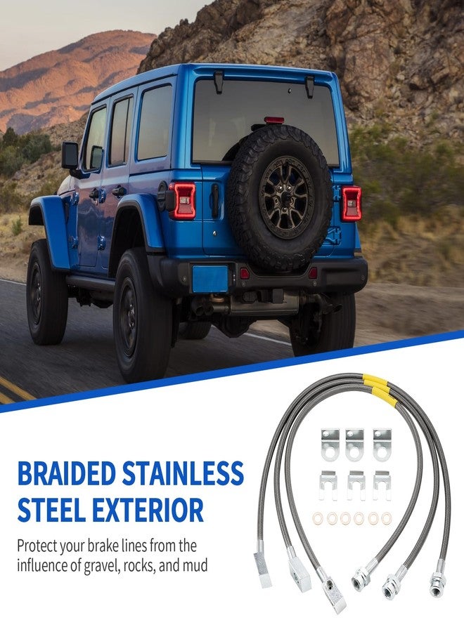 Racewill 89715 Stainless Brake Lines, Front and Rear Extended Brake Lines for 4"-6" Suspension Lift, Compatible with 1987-2006 4WD Jeep Wrangler TJ YJ XJ, 1984-2001 2WD/4WD Jeep Cherokee XJ - Image 5