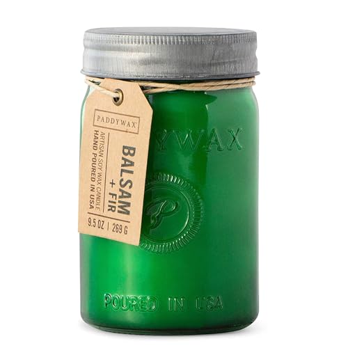 Paddywax Scented Candles Relish Collection Soy Wax Artisan Candle in Glass Jar with Lid, 9.5-Ounce, Balsam + Fir - Image 1