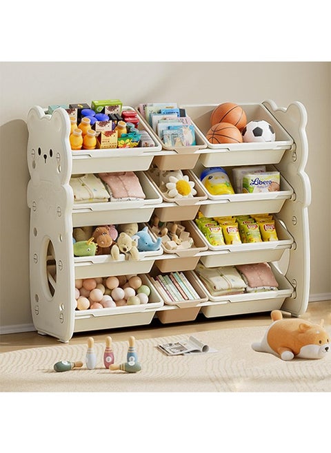 Children's Toy Storage Organizer  Large Kids Toy Chests  Removable Kids Storage Bins Toy Boxes  Car Children's Toy Storage Rack  Toy Box Organizer for Kids' Playroom (White-B)
