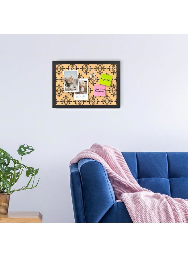 Aitakatta Decorative Cork Board for Walls, Bulletin Board with Black Floral Print, Black Framed Pin Board Vision Board for Office School Bedroom and Dorm Room with Pins, Screws(BK,2636,1pc) - Image 4