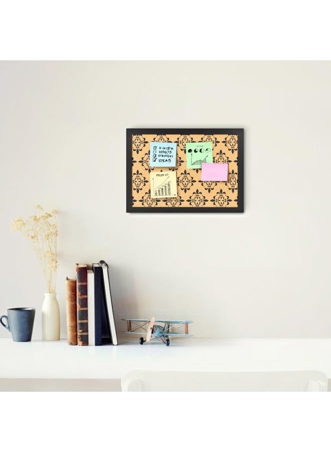 Aitakatta Decorative Cork Board for Walls, Bulletin Board with Black Floral Print, Black Framed Pin Board Vision Board for Office School Bedroom and Dorm Room with Pins, Screws(BK,2636,1pc) - Image 2