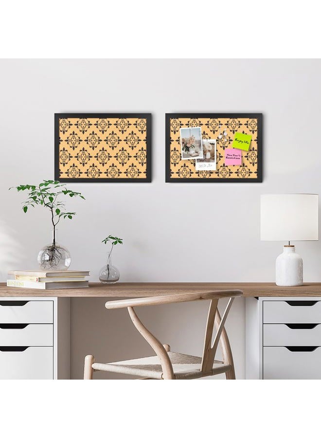 Aitakatta Decorative Cork Board for Walls, Bulletin Board with Black Floral Print, Black Framed Pin Board Vision Board for Office School Bedroom and Dorm Room with Pins, Screws(BK,2636,1pc) - Image 3