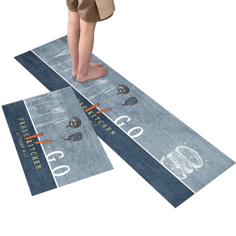 Zyomatiq Kitchen Mat Machine Washable NonSlip Bath Mat Doormat Kitchen Floor Mat Thick Anti Slip Washable Big Size Printed Big 40 x 120 cm Small 40 x 60 cmMulti - Image 1