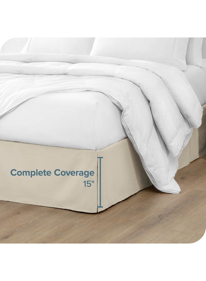 Bare Home Bare Home Bed Skirt Double Brushed Premium Microfiber, 15-Inch Tailored Drop Pleated Dust Ruffle, 1800 Ultra-Soft Collection, Shrink and Fade Resistant (Queen, Sand) - Image 4