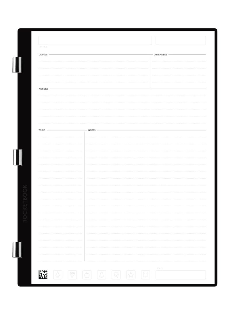 Rocketbook - Rocketbook Pro Meeting Notes Page Pack – 20 Reusable Sheets (40 Pages) | Scannable, Erasable, and Cloud-Connected | Letter Size 7.8" x 10.5" - Image 1