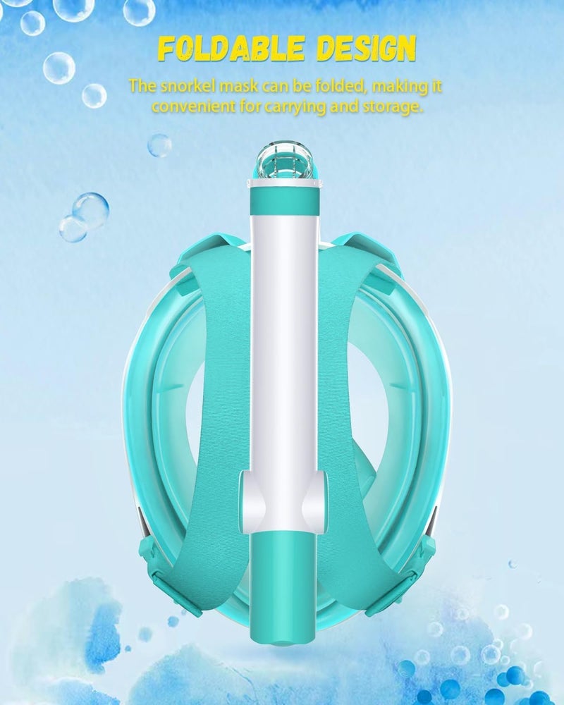 Delavala Full Face Snorkeling Mask Diving Gear - Latest Dry Top System,180 Degree Panoramic View Snorkeling Mask with Camera Mount,Safe Breathing,Anti-Leak Anti-Fog-Swim Fins (Green- Large/X-Large) - Image 2