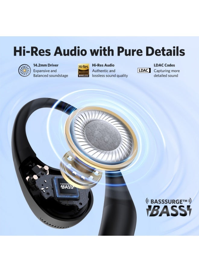 إيرفن سماعات EarFun OpenJump بتصميم مفتوح للأذن، سماعات لاسلكية بخطاف أذن مريح، صوت Hi-Res مع دعم LDAC، 4 ميكروفونات ENC للمكالمات، حتى 42 ساعة تشغيل، اتصال متعدد، مقاومة للماء IPX7، تثبيت محكم للتمارين والجري. - Image 3