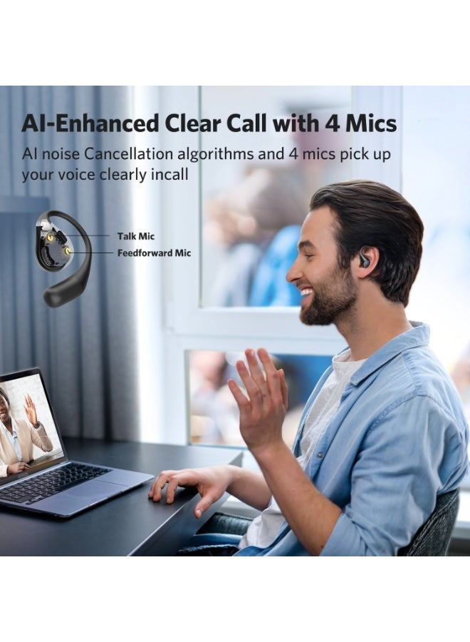 إيرفن سماعات EarFun OpenJump بتصميم مفتوح للأذن، سماعات لاسلكية بخطاف أذن مريح، صوت Hi-Res مع دعم LDAC، 4 ميكروفونات ENC للمكالمات، حتى 42 ساعة تشغيل، اتصال متعدد، مقاومة للماء IPX7، تثبيت محكم للتمارين والجري. - Image 4